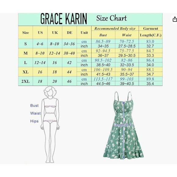 Grace Karin Dress Women S NWT Pink Rose Floral Milkmaid Adj Straps A-line Spring - Picture 6 of 7